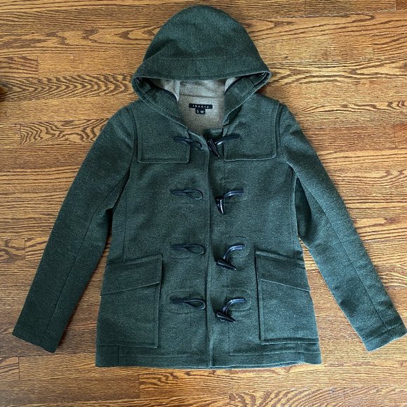 Theory Olive Green Duffle Camine Toggle Coat sz P - Picture 4 of 9